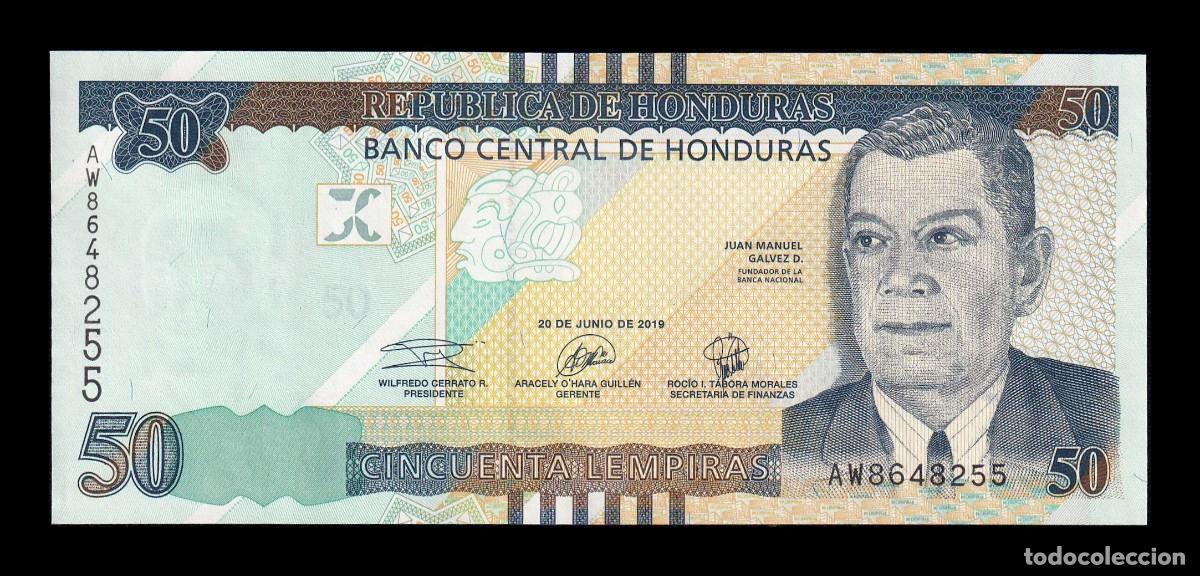 Billetes extranjeros: Honduras 50 Lempiras Juan Manuel G&aacute;lvez Duron 2019 Pick 104b Sc Unc