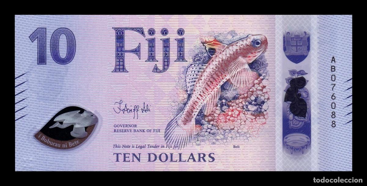 Billetes extranjeros: Fiji 10 D&oacute;lares Pez beli 2026 Pick 126 Nuevo Pol&iacute;mero Sc Unc