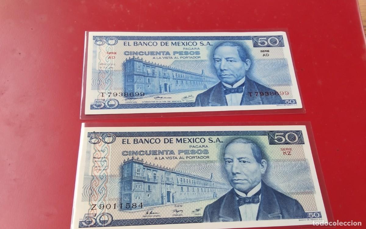 Billetes extranjeros: MEJICO , DOS BILLETES DE 50 PESOS , A&Ntilde;OS 1973 1981 , PLANCHA SIN CIRCULAR