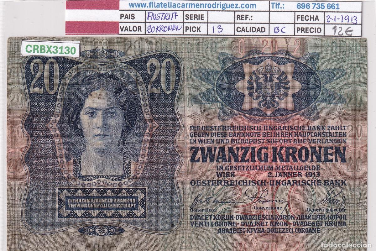 Billetes extranjeros: CRBX3130 BILLETE AUSTRIA 20 KRONEN 1913 BC