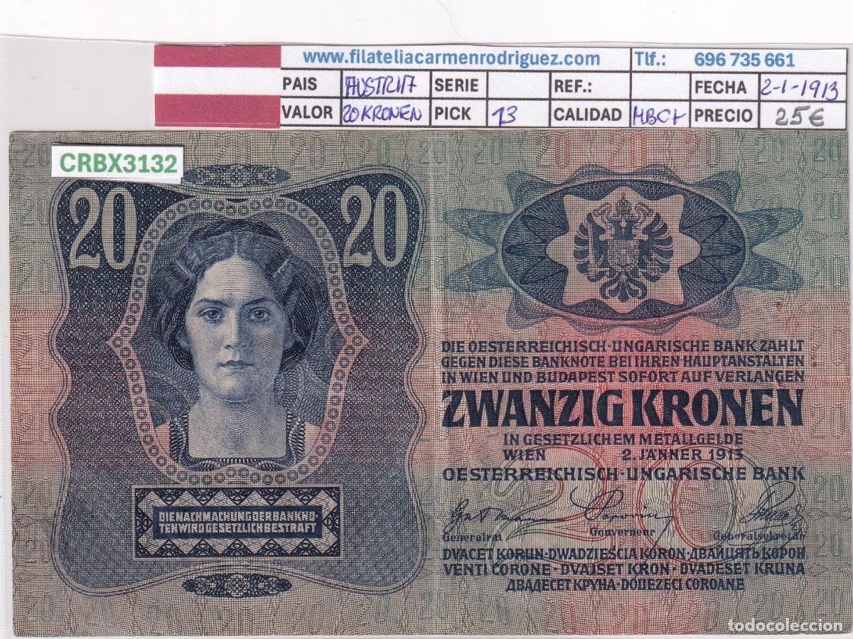 Billetes extranjeros: CRBX3132 BILLETE AUSTRIA 20 KRONEN 1913 MBC+