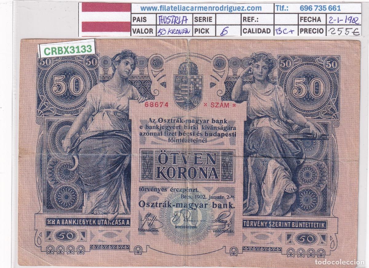 Billetes extranjeros: CRBX3133 BILLETE AUSTRIA 50 KRONEN 1902 BC+