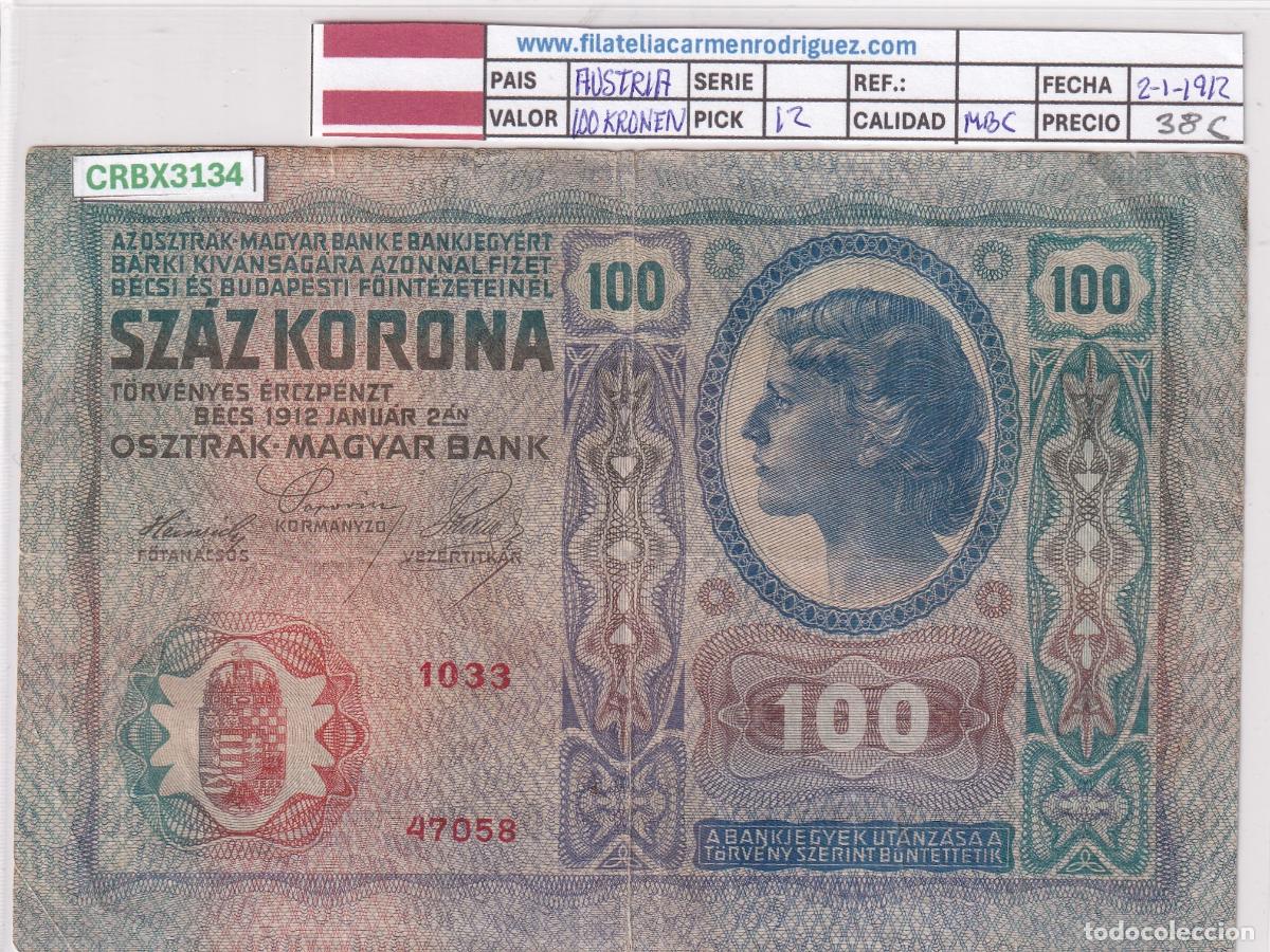 Billetes extranjeros: CRBX3134 BILLETE AUSTRIA 100 KRONEN 1912 MBC