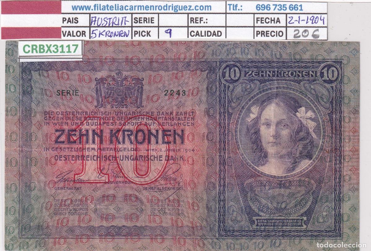 Billetes extranjeros: CRBX3117 BILLETE AUSTRIA 10 KRONEN 1904 P-9 MBC