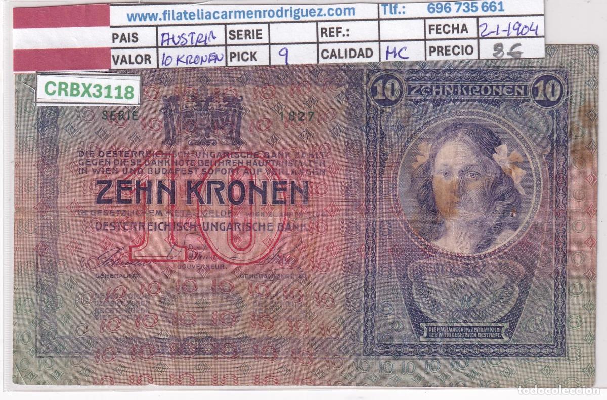 Billetes extranjeros: CRBX3118 BILLETE AUSTRIA 10 KRONEN 1904 P-9 MC