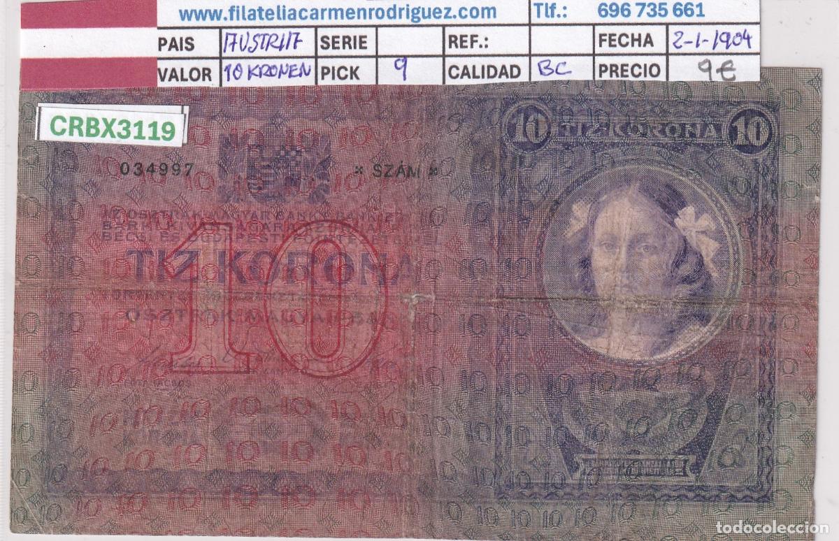 Banconote internazionali: CRBX3119 BILLETE AUSTRIA 10 KRONEN 1904 P-9 BC