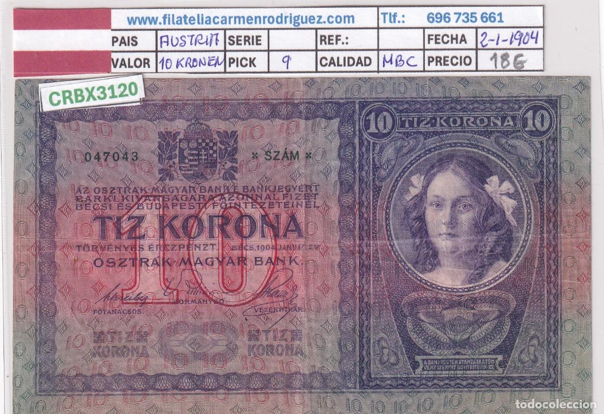 Banconote internazionali: CRBX3120 BILLETE AUSTRIA 10 KRONEN 1904 P-9 MBC