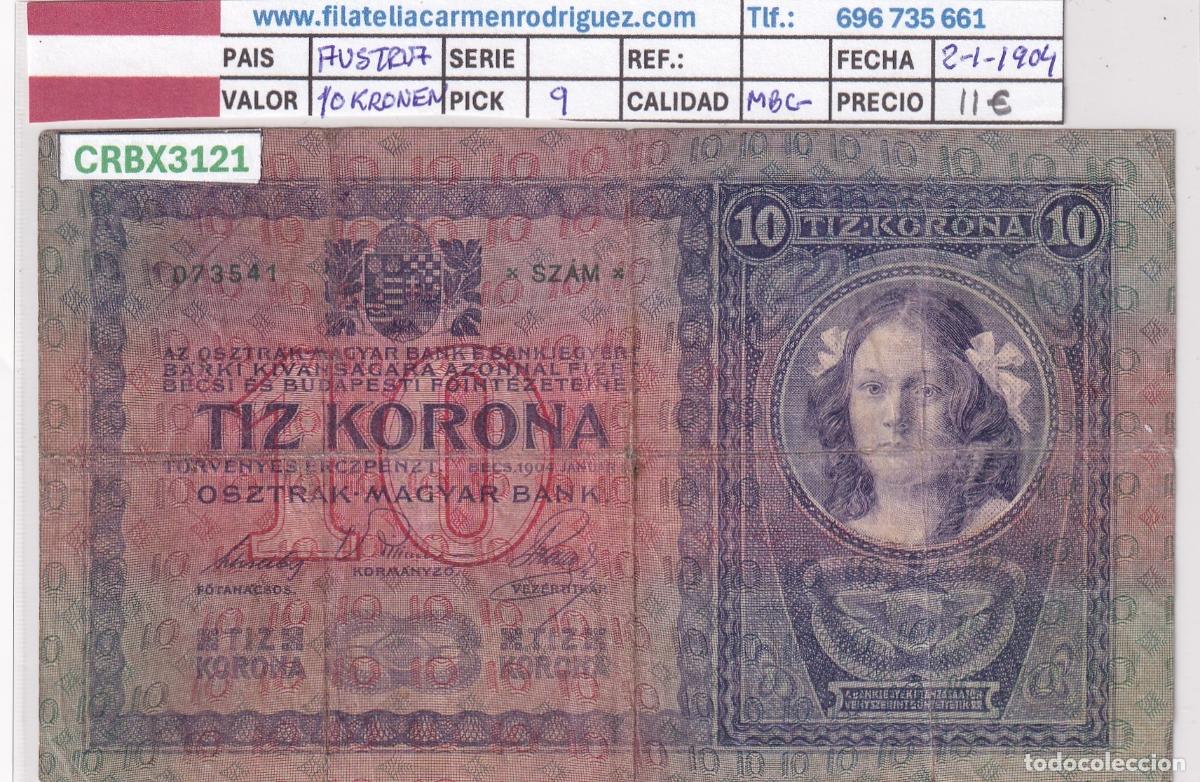 Banconote internazionali: CRBX3121 BILLETE AUSTRIA 10 KRONEN 1904 P-9 MBC-