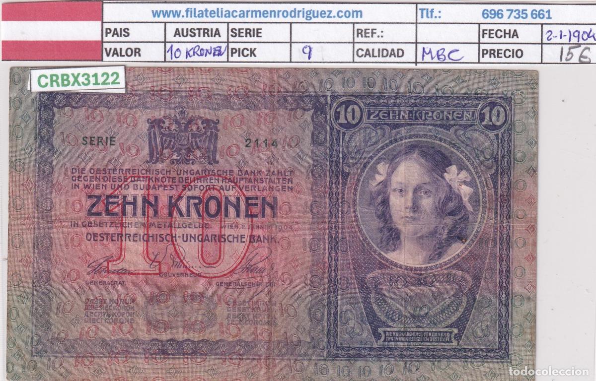 Banconote internazionali: CRBX3122 BILLETE AUSTRIA 10 KRONEN 1904 P-9 MBC