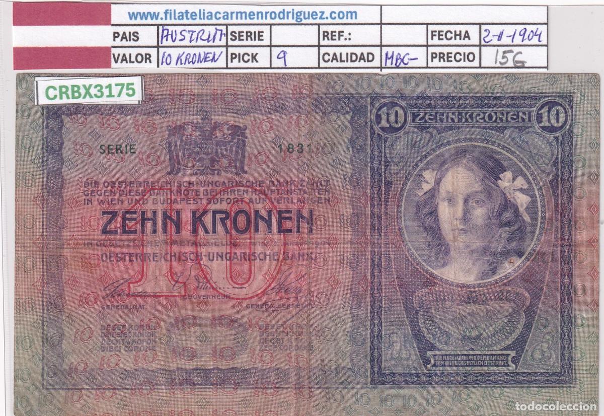 Billetes extranjeros: CRBX3175 BILLETE AUSTRIA 10 KRONEN 1904 P-9 MBC-