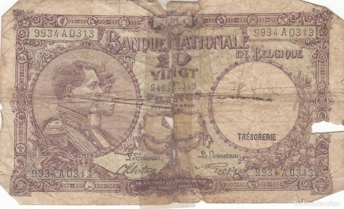 Billetes extranjeros: CRBX0028 BILLETE BELGICA 20 FRANCOS BC