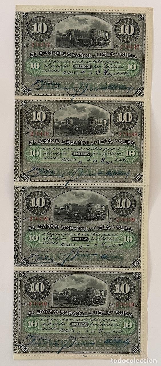 Billetes extranjeros: CRBX2923 4 BILLETES CUBA ESPA&Ntilde;A SIN CORTAR 10 PESETAS 1896 S/C