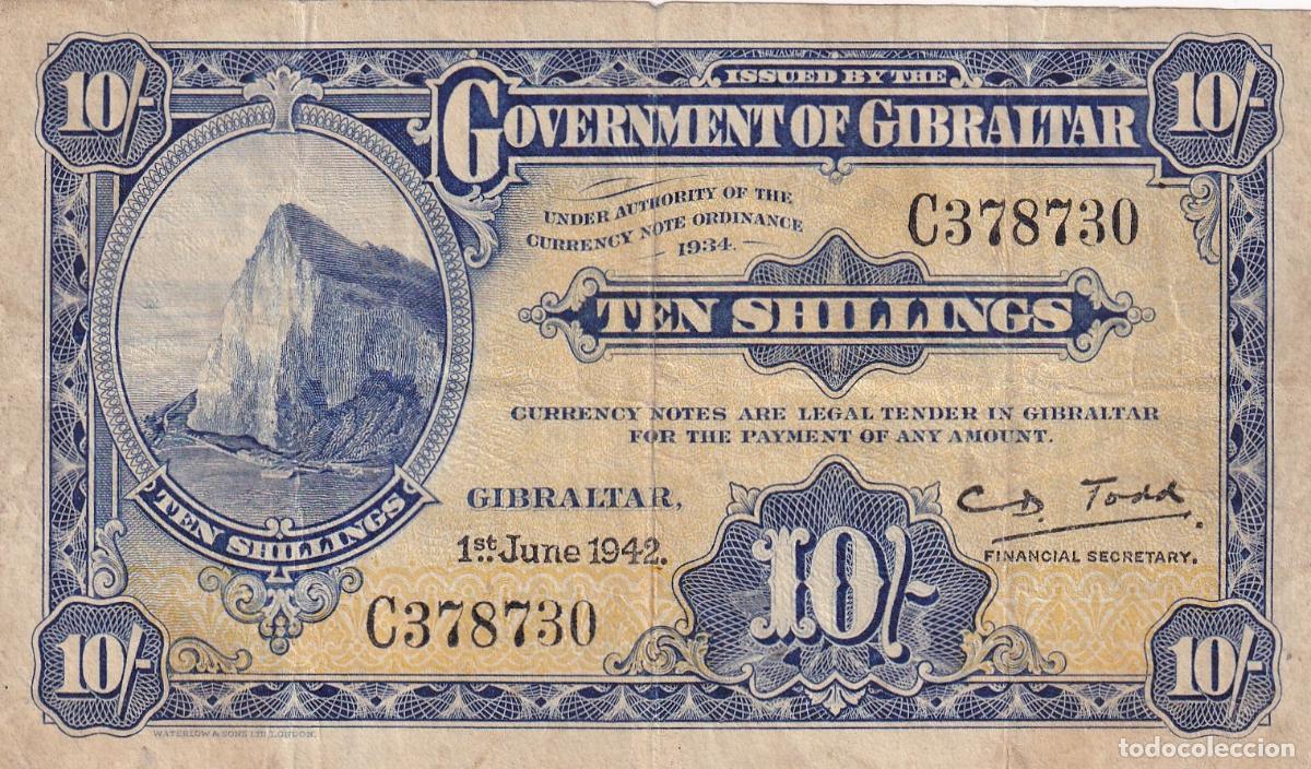 Billetes extranjeros: CRBX2905 BILLETE GIBRALTAR 10 SHILLINGS 1942 SERIE C MBC