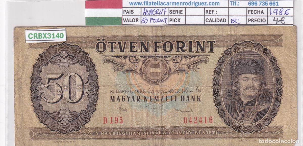 Billetes extranjeros: CRBX3140 BILLETE HUNGRIA 50 FORINT 1986 BC