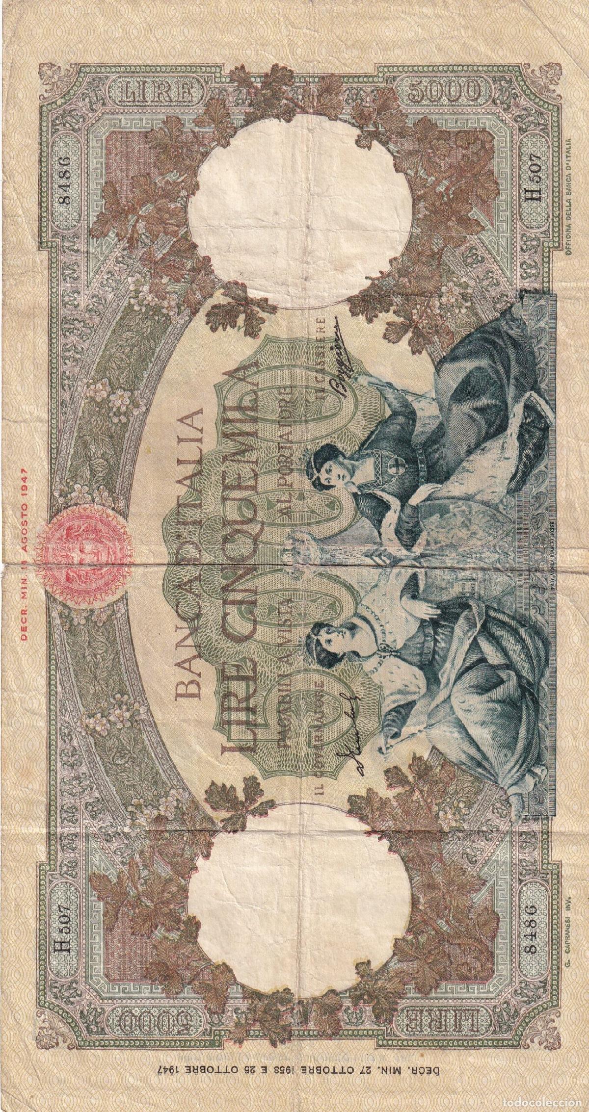 Billetes extranjeros: CRBX2927 BILLETE ITALIA 5000 LIRAS 1953 BC