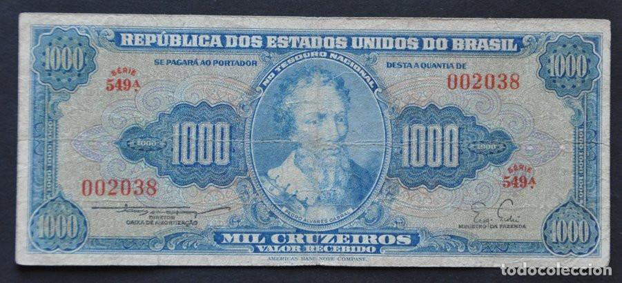 Billetes extranjeros: BRASIL - 1000 CRUZEIROS 1955
