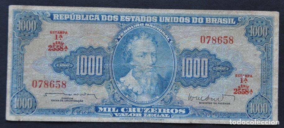Billetes extranjeros: BRASIL - 1000 CRUZEIROS 1962