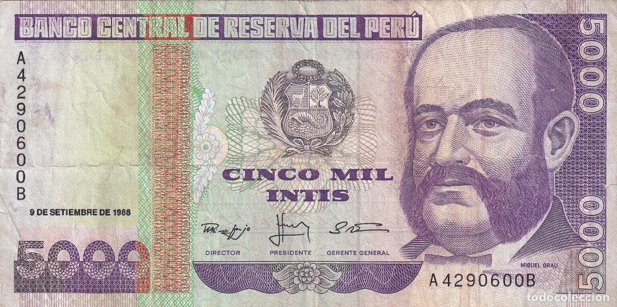 Billetes extranjeros: CRBX2155 BILLETE PERU 5000 INTIS 1988 MBC