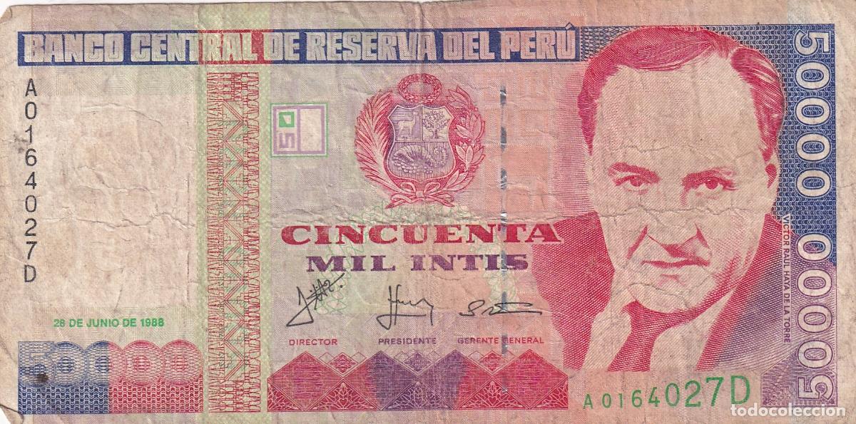 Billetes extranjeros: CRBX2158 BILLETE PERU 10000 INTIS 1988 USADO