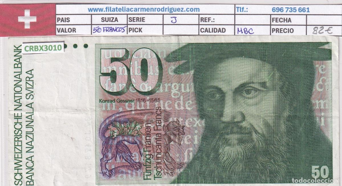 Billetes extranjeros: CRBX3010 BILLETE SUIZA 50 MARCOS SERIE J MBC