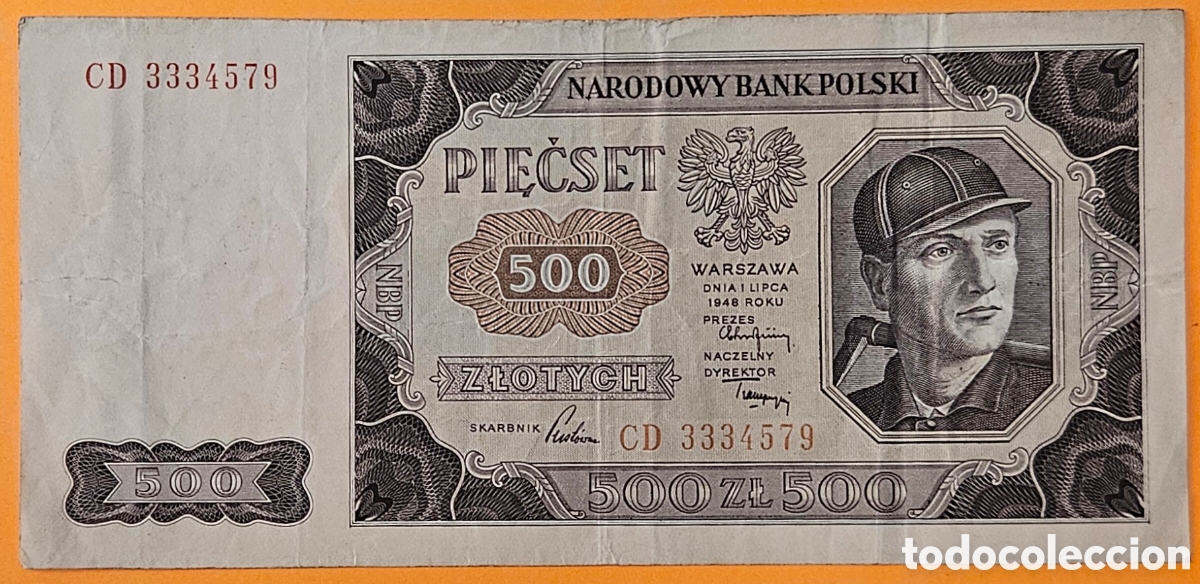 Billetes extranjeros: POLONIA, 500 ZLOTYCH, 1948.