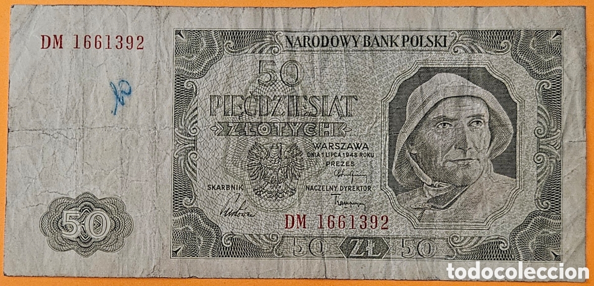 Billetes extranjeros: POLONIA, 50 ZLOTYCH, 1948.