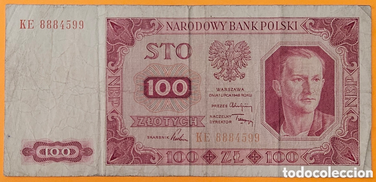 Billetes extranjeros: POLONIA, 100 ZLOTYCH, 1948.