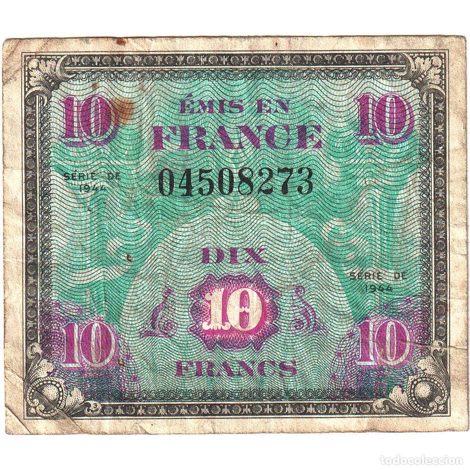 Billetes extranjeros: [#635736] Francia, 10 Francs, Flag/France, 1944, S&Eacute;RIE 1944, BC, Fayette:VF18.01, KM:116a