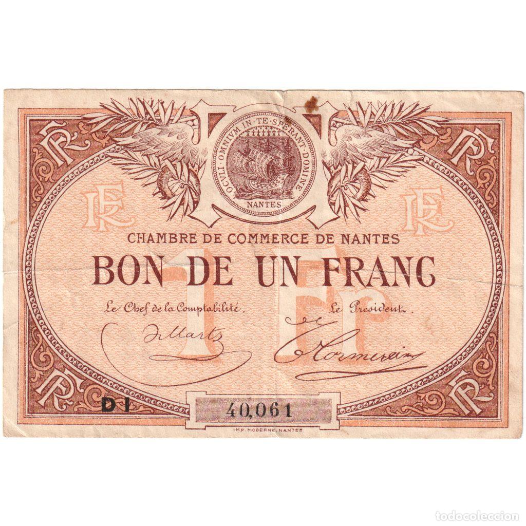 Billetes extranjeros: [#1231547] Francia, 1 Franc, 1924-12-31, 40,554, NANTES, MBC