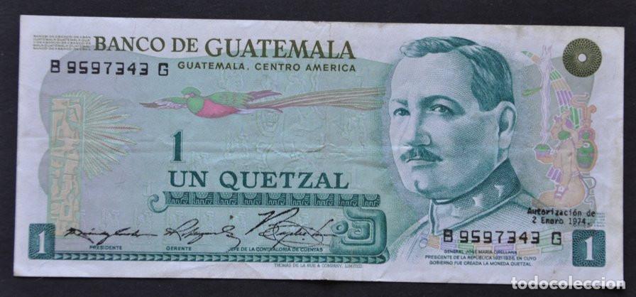 Billetes extranjeros: GUATEMALA - 1 QUETZAL 1974