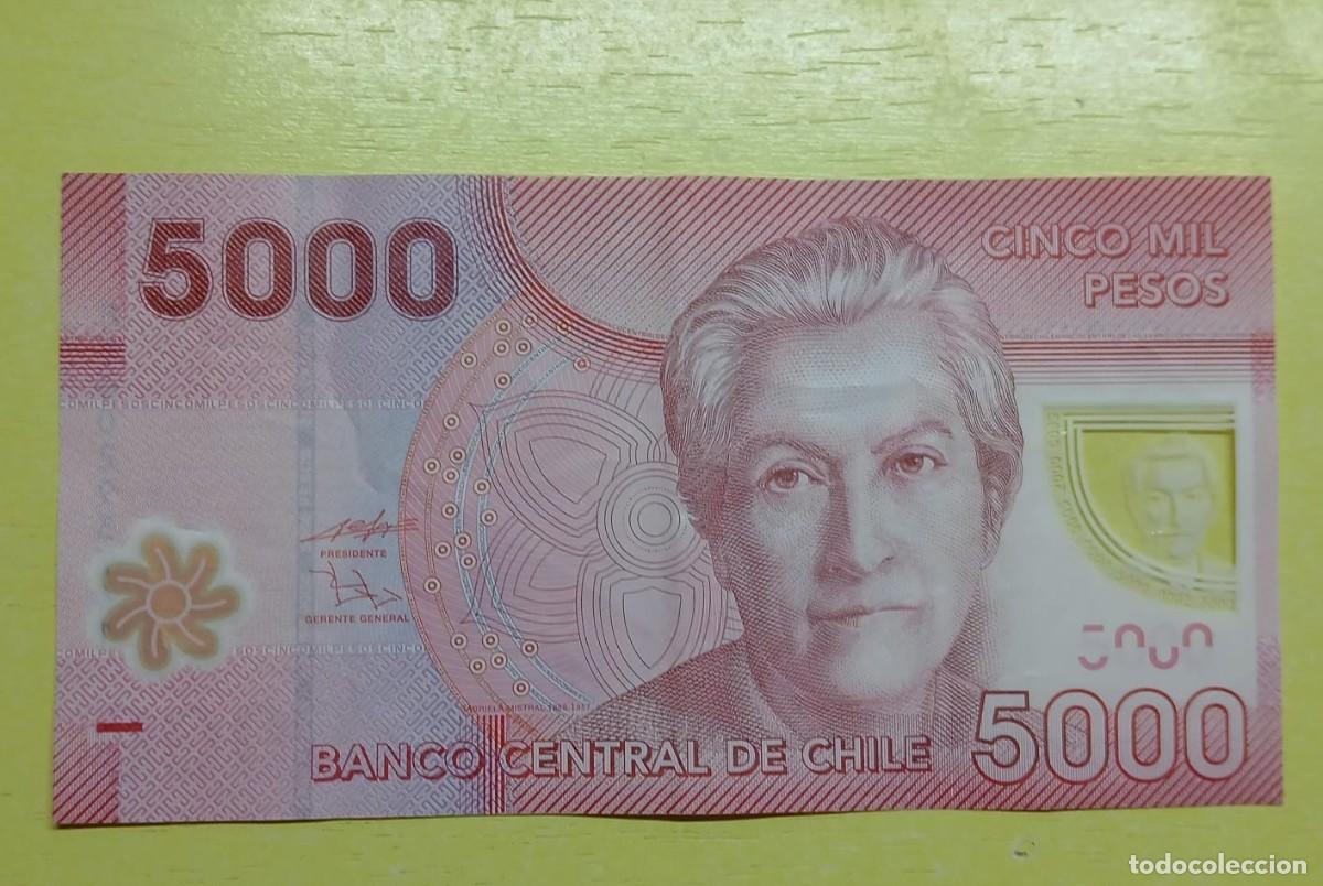 Billetes extranjeros: Billete 5000 pesos chilenos