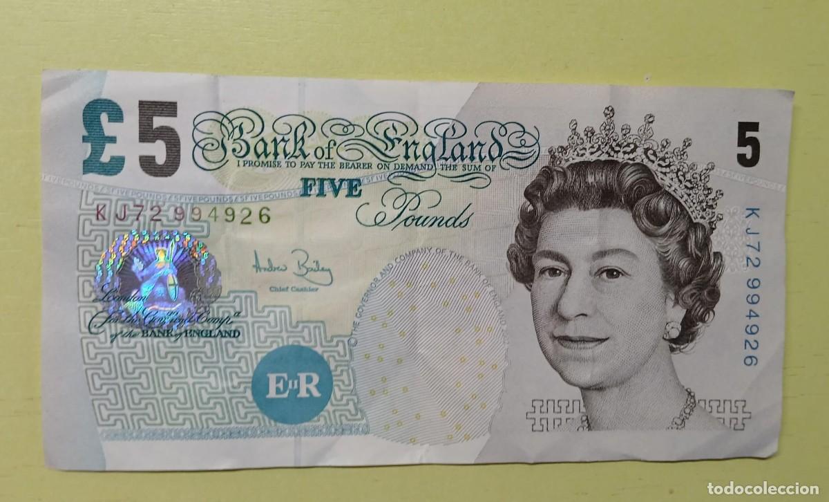 Billetes extranjeros: Billete de 5 pOunds UK