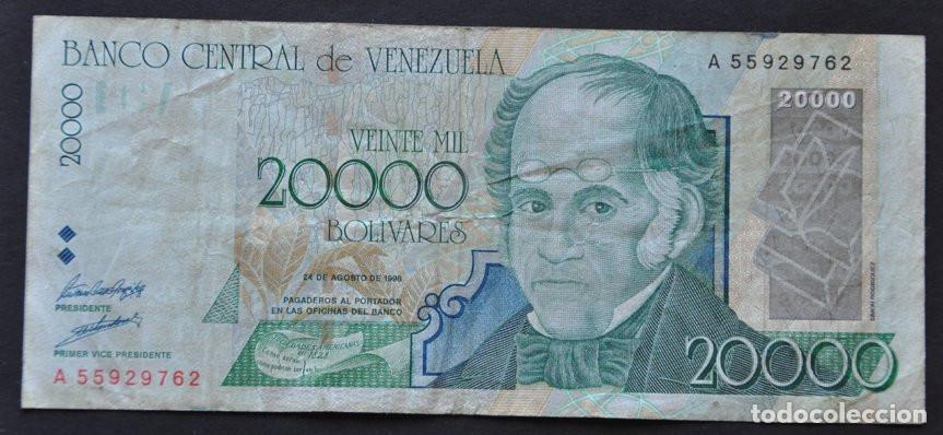Billetes extranjeros: VENEZUELA - 20000 BOL&Iacute;VARES 1998