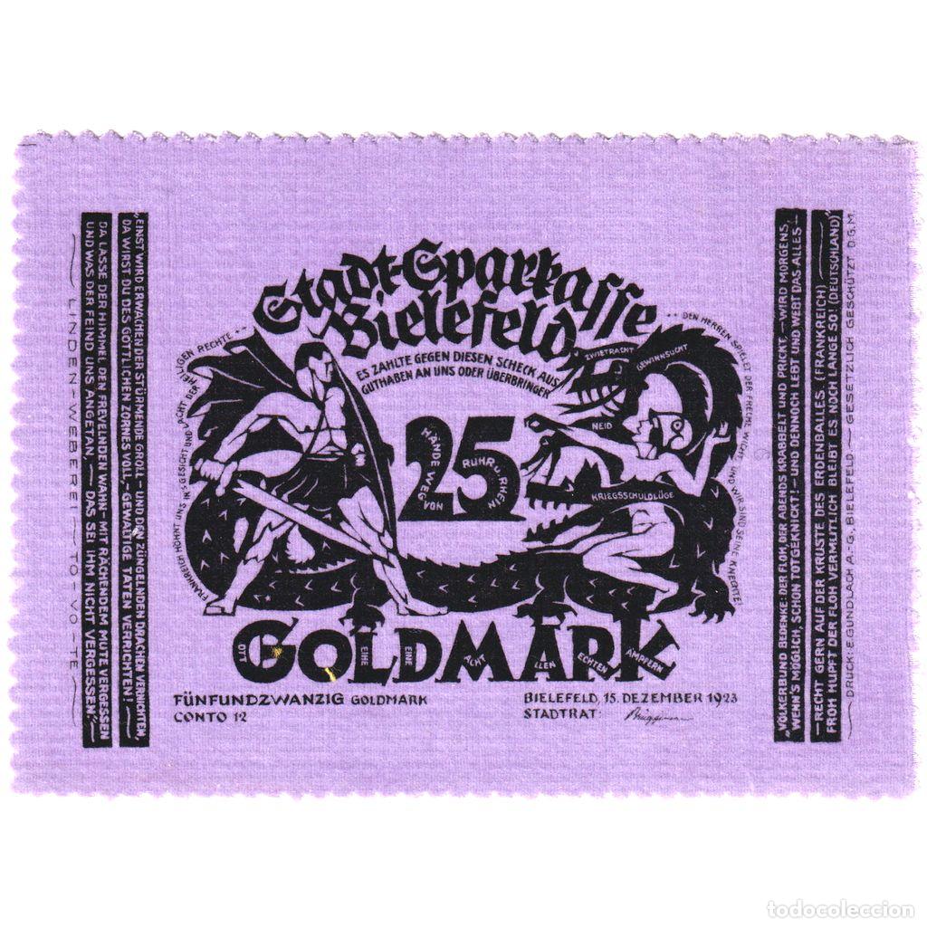 Billetes extranjeros: [#289065] Alemania, Bielefeld, 25 Goldmark, 1923-12-15, SC, Terciopelo, Grabowski:114b