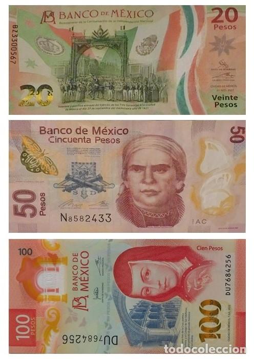 Billetes extranjeros: MEXICO LOTE DE 3 BILLETES DE 20, 50 Y 100 PESOS NUEVOS