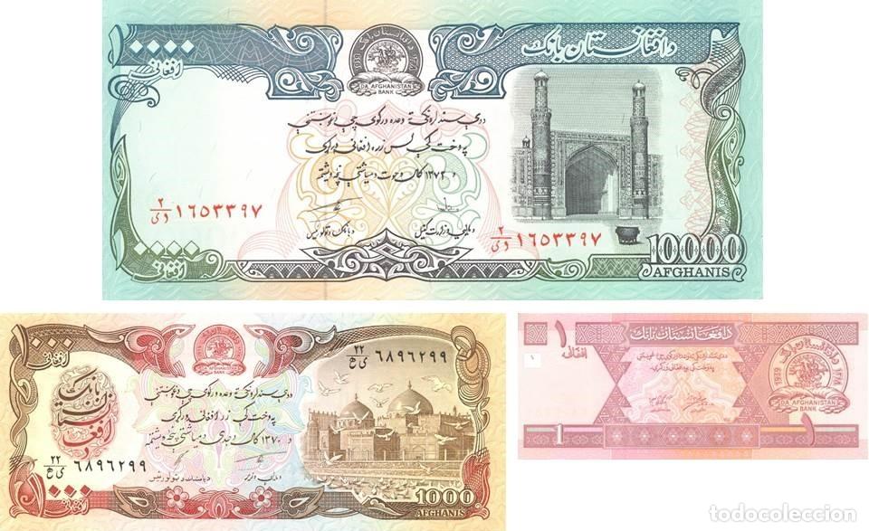 Billetes extranjeros: AFGHANISTAN LOTE DE 3 BILLETES DE 1, 1000 Y 10000 AFGHANIS. NUEVOS