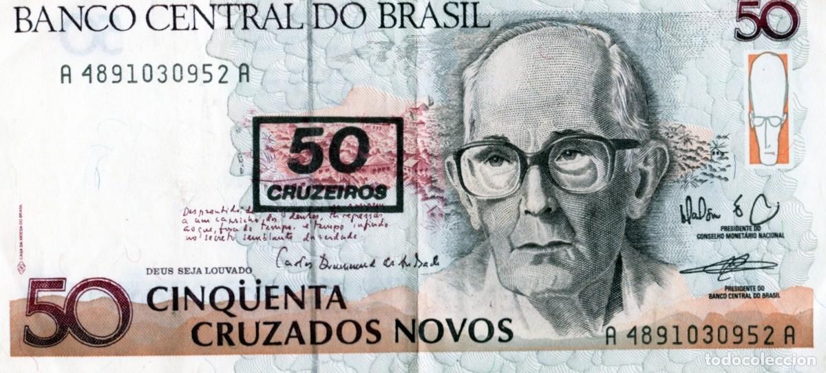 Billetes extranjeros: BRASIL BILLETE DE 50 NUEVOS CRUZADOS A&Ntilde;O 1990 EXCELENTE