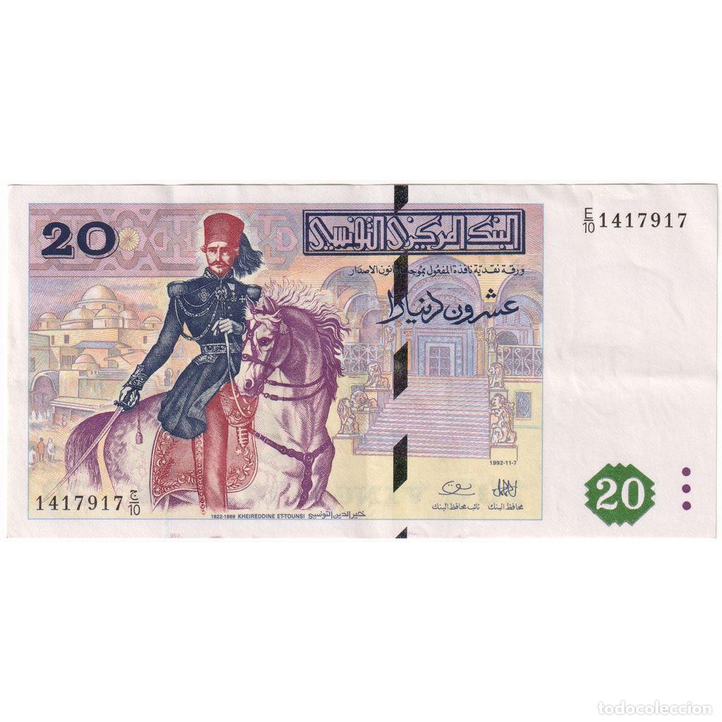 Billetes extranjeros: [#1234565] T&uacute;nez, 20 Dinars, 1992-11-07, SC