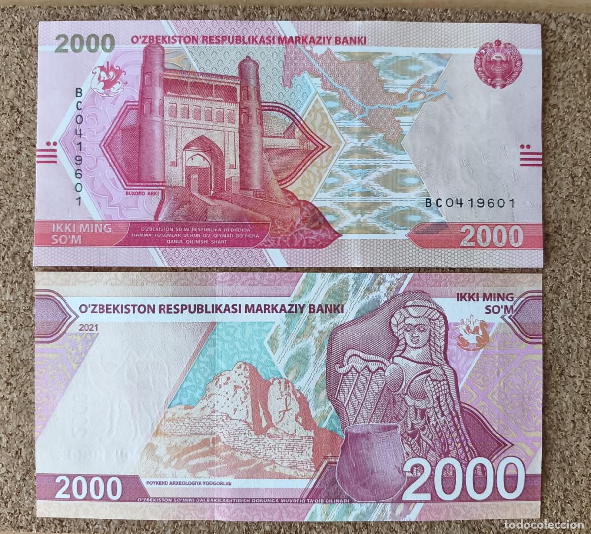 Billetes extranjeros: Lote 25 Billetes Uzbekist&aacute;n 2000 Som 2021 P-W87 UNC