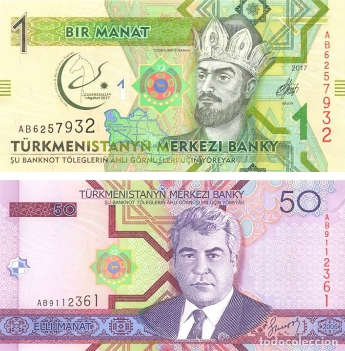Billetes extranjeros: TURKMENISTANYN LOTE DE 2 BILLETES DE 1 Y 50 MANAT. NUEVOS SIN CIRCULAR