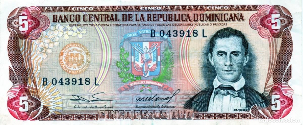 Banconote internazionali: REP&Uacute;BLICA DOMINICANA BILLETE DE 5 PESOS DE ORO 1985 SIN CIRCULAR
