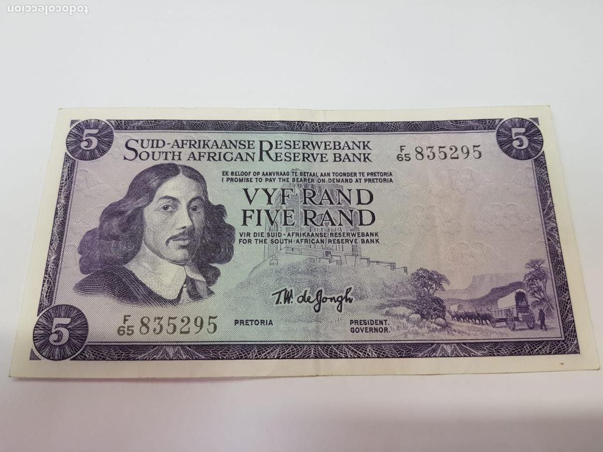 Billetes extranjeros: SUDAFRICA- 5 RAND-1976