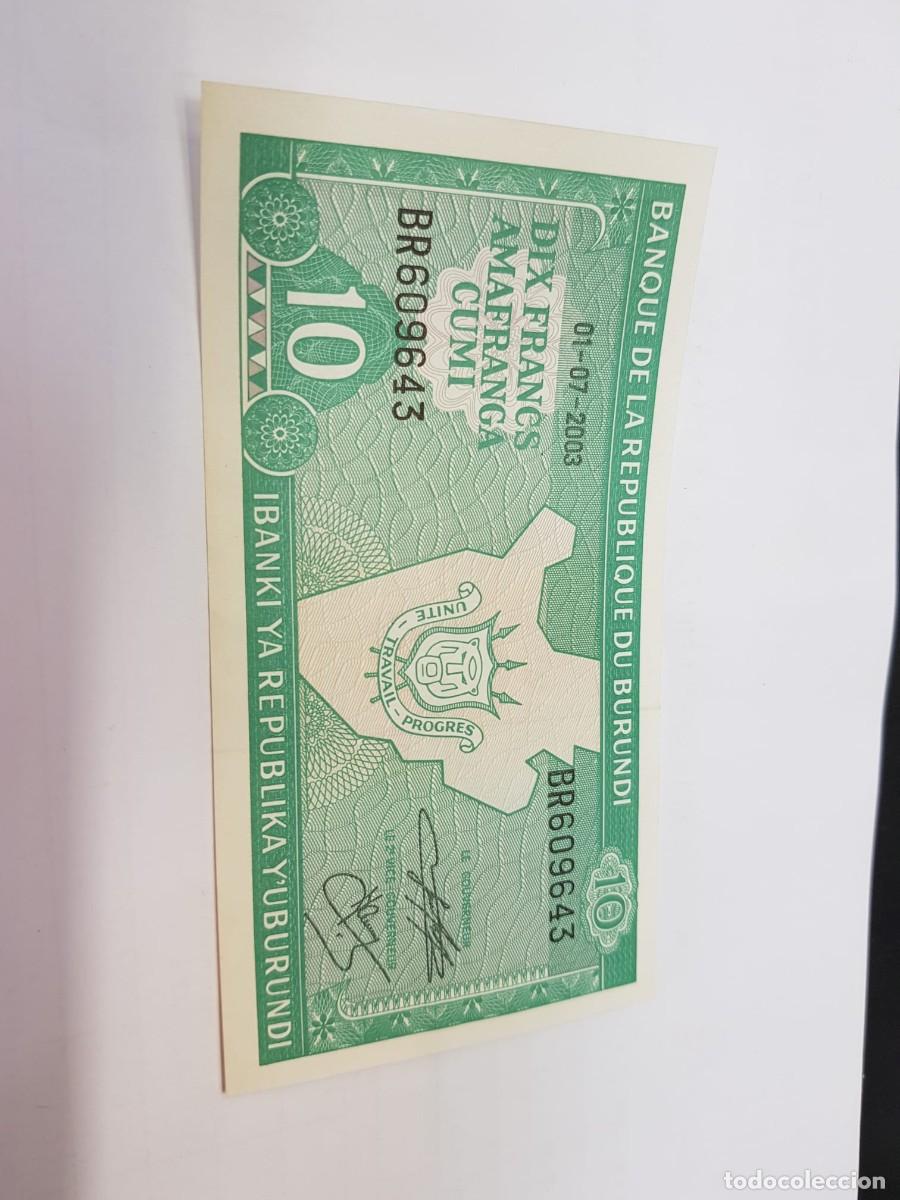 Billetes extranjeros: BURUNDI-10 FRANCOS-2003
