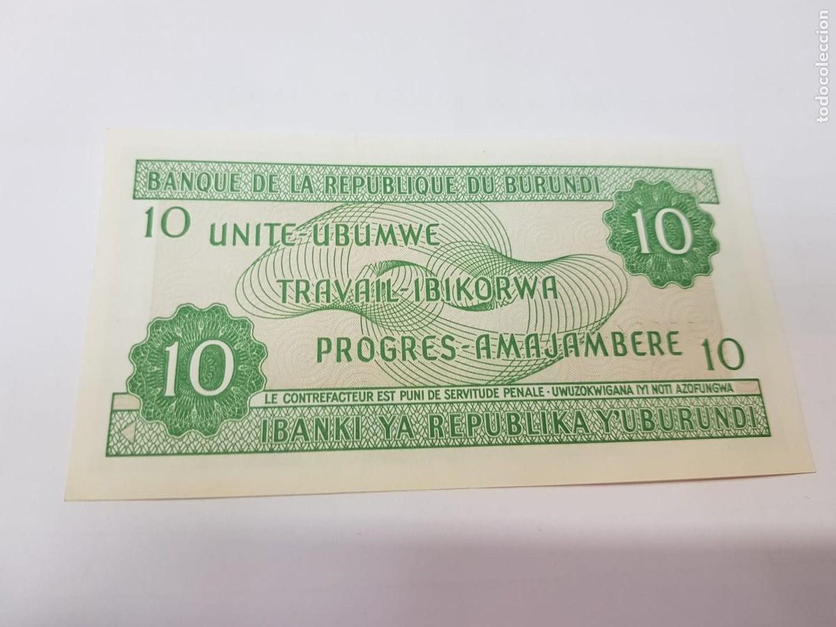 Billetes extranjeros: BURUNDI-10 FRANCOS-2003 - Foto 2