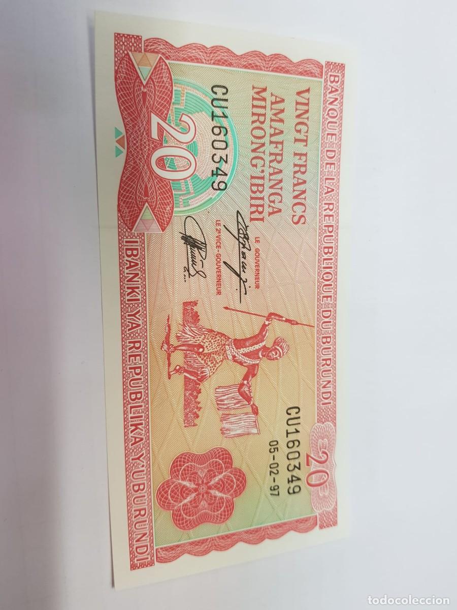 Billetes extranjeros: BURUNDI-20 FRANCOS-1997