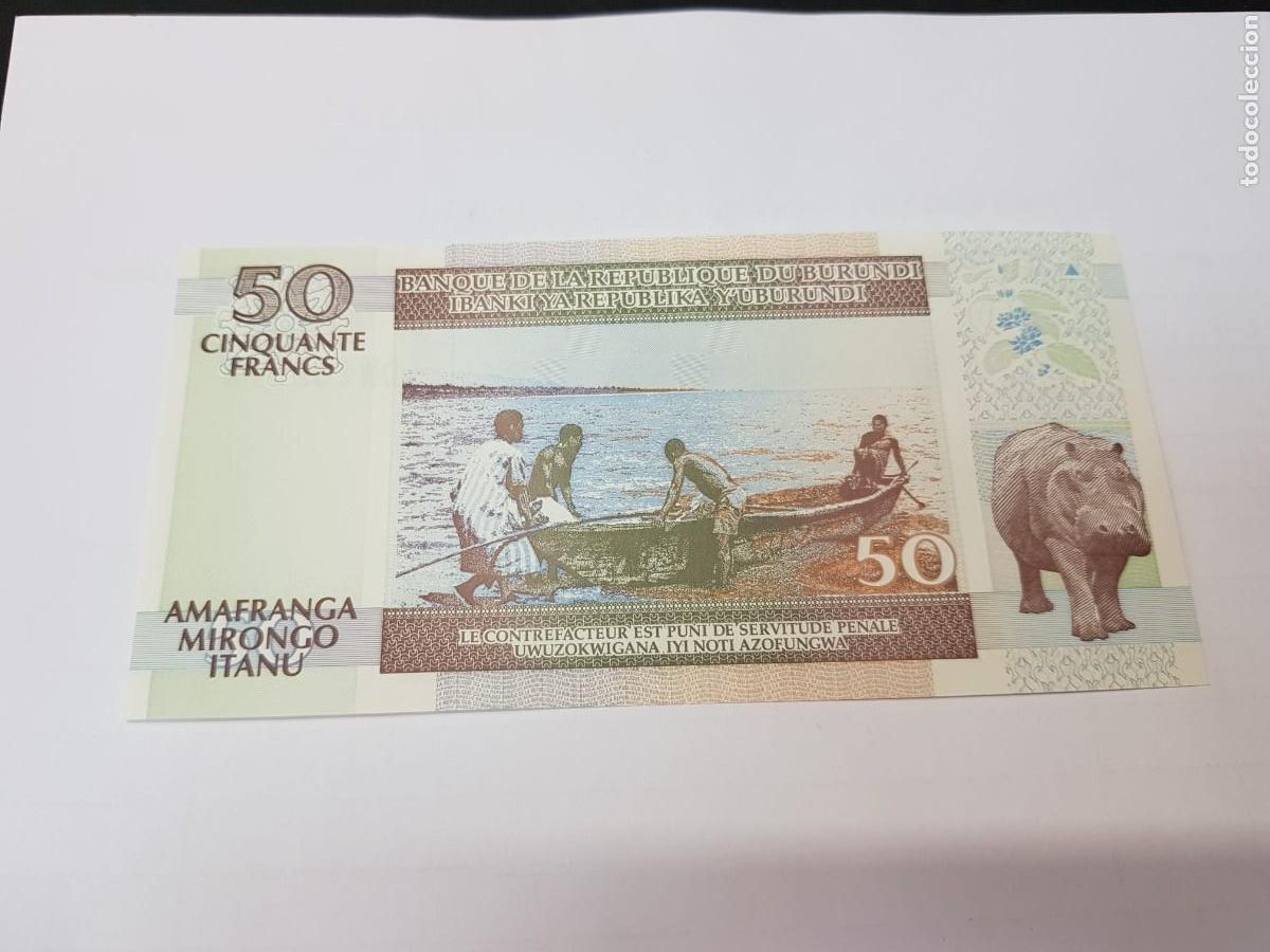 Billetes extranjeros: BURUNDI-50 FRANCOS-2007 - Foto 2