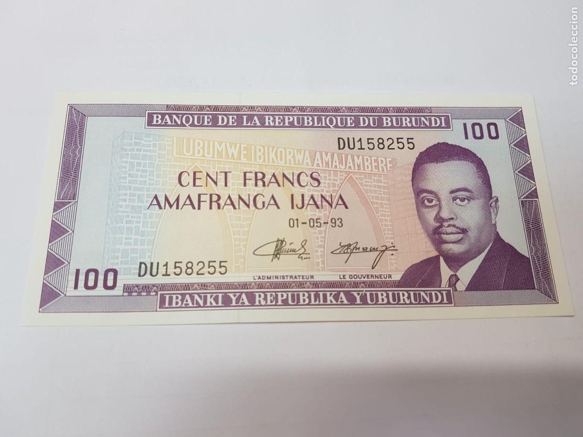 Billetes extranjeros: BURUNDI-100 FRANCOS-1993