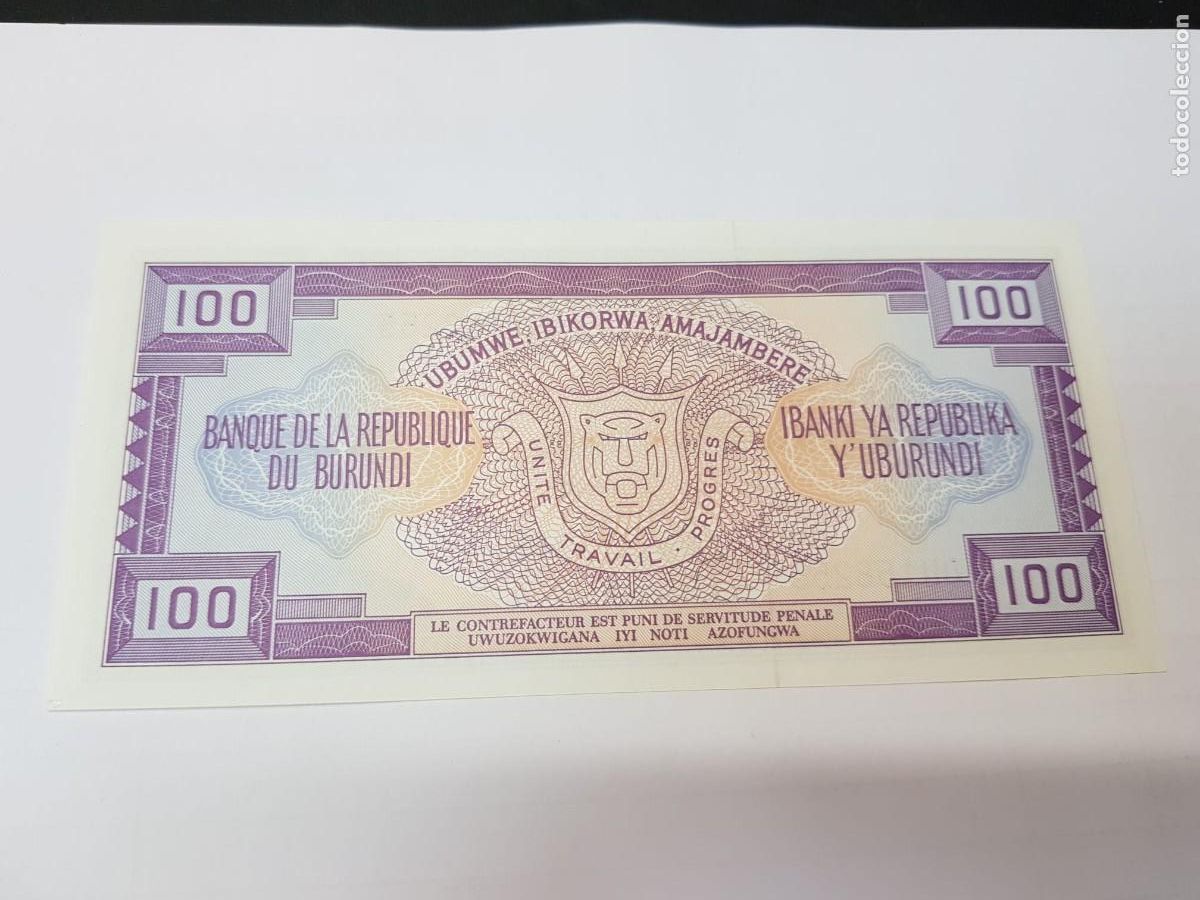 Billetes extranjeros: BURUNDI-100 FRANCOS-1993 - Foto 2