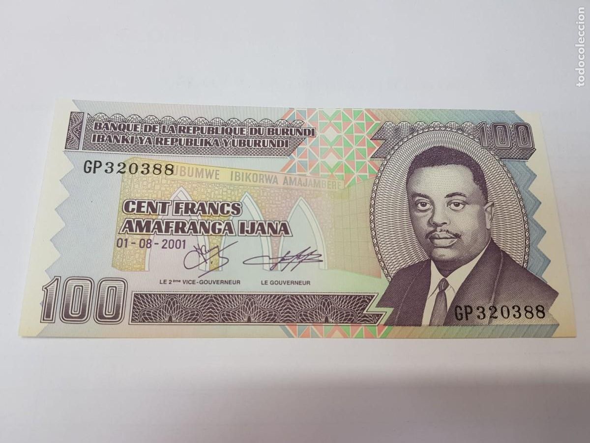 Billetes extranjeros: BURUNDI-100 FRANCOS-2001