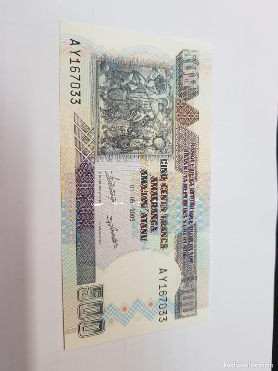 Billetes extranjeros: BURUNDI-500 FRANCOS-2009